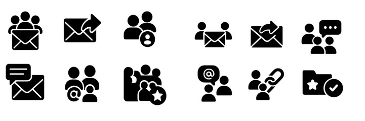 Aufkleber - Collection of modern web icons depicting communication and social interaction features for digital platforms