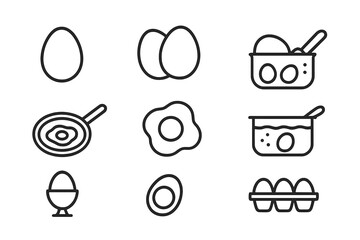 Poster - Set of simple web icons representing various egg-related concepts and cooking methods used for digital design