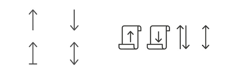 Leinwandbilder - Web icons representing upward and downward movement along with scrolling actions for digital interfaces and applications
