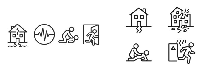 Aufkleber - Set of web icons depicting emergency response actions for various disaster scenarios