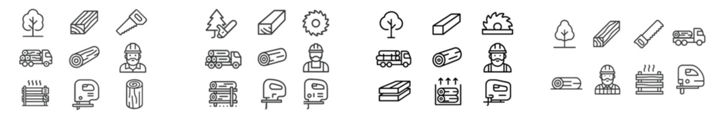 Poster - Collection of web icons featuring tools, machinery, and nature elements in a clean design suitable for various applications