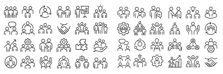Poster - Collection of web icons representing teamwork, collaboration, and business activities for digital use