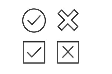 Poster - Set of four web icons representing check and cross marks for design and user interface applications