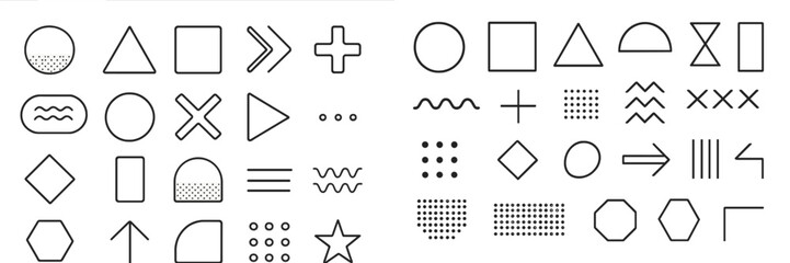 Fototapete - Set of minimalist web icons featuring various shapes and symbols for design projects and user interfaces