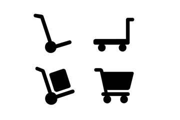 Poster - Collection of web icons featuring shopping carts and hand trucks for e-commerce use