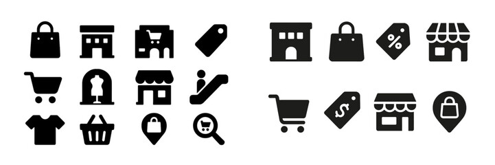 Poster - Collection of web icons representing shopping, retail activities, and e-commerce elements in a versatile design format