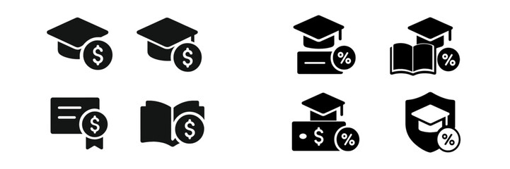 Aufkleber - Collection of web icons representing education, finance, and student resources with a focus on scholarships and funds