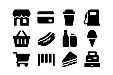 Fototapete - Set of web icons representing various everyday items and services for digital use