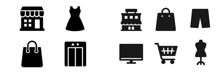 Poster - Collection of web icons featuring shopping and retail elements for digital design projects