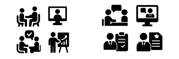 Poster - Collection of web icons depicting various communication and collaboration activities for digital platforms