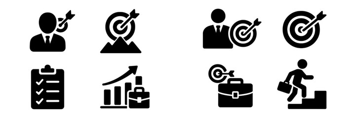 Leinwandbilder - Collection of web icons depicting business concepts including goals, achievements, and progress indicators
