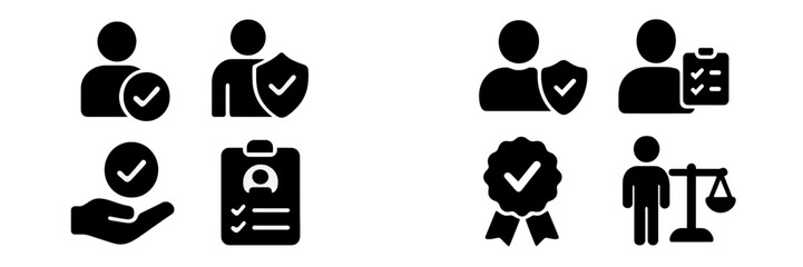 Poster - Set of web icons illustrating verification, protection, and user approval for digital applications and platforms