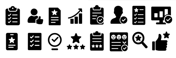 Aufkleber - Set of black web icons representing variety of user interactions and feedback metrics for digital platforms