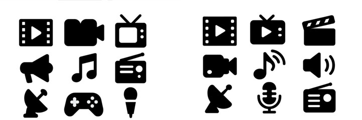 Leinwandbilder - Collection of multimedia web icons representing various communication and entertainment technologies