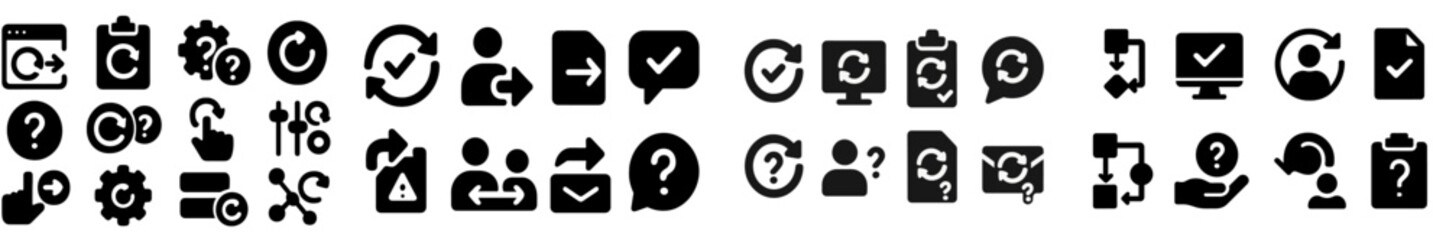 Fototapete - Collection of black web icons for various online functions and activities displayed on a white background