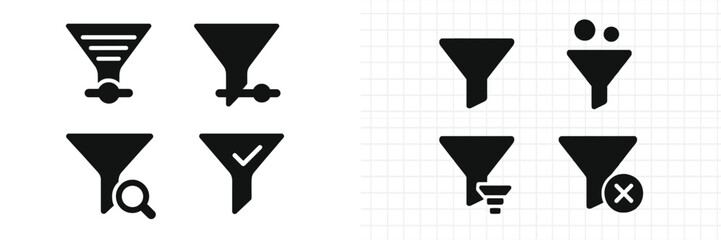 Leinwandbilder - Collection of web icons featuring funnel designs for various digital applications and user interface elements