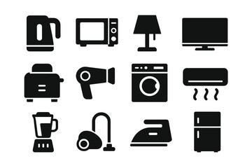 Fototapete - Collection of web icons representing modern household appliances and electronics in a minimalist design