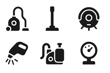 Aufkleber - Collection of web icons representing various cleaning appliances and equipment in modern design, suitable for digital applications