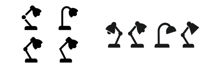 Aufkleber - Collection of web icons depicting various desk lamps in minimalistic black design for digital applications and interfaces