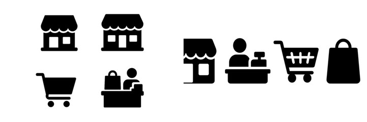 Poster - Variety of web icons representing shopping, retail, and customer service activities