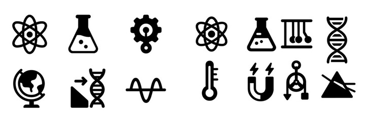 Fototapete - Collection of science-themed web icons for educational and technology applications