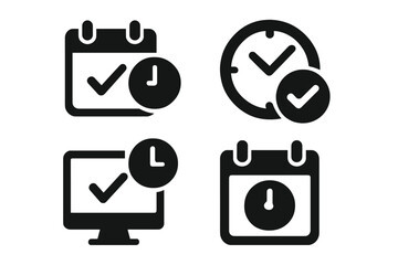 Leinwandbilder - Set of web icons designed for scheduling and time management including clock and calendar symbols for digital applications