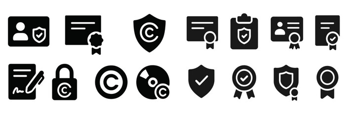 Leinwandbilder - Set of web icons representing security, copyright, and validation concepts for digital applications