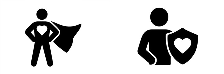 Leinwandbilder - Set of web icons featuring superhero and shield designs for digital applications and user interfaces