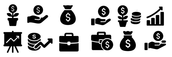 Poster - Collection of web icons representing financial growth, investment, and business concepts for digital applications