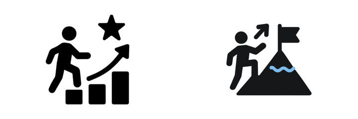 Aufkleber - Web icons representing growth and achievement through progression and goal setting in a minimalist design