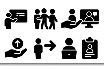 Poster - set of web icons depicting communication, collaboration, and user engagement for digital platforms