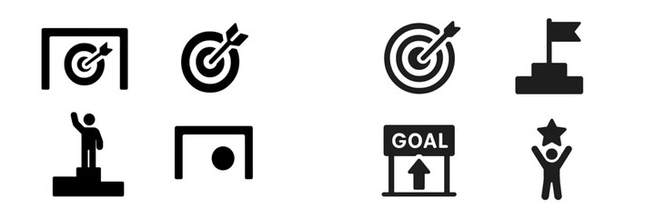 Poster - Set of web icons depicting achievement, goals, and success in a minimalist design ideal for digital use in various applications