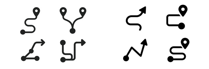 Fototapete - Set of web icons featuring navigation symbols and route markers for digital design projects
