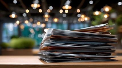 Poster - Stack of papers placed on a table depicting an organized professional environment for work