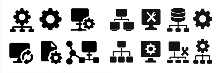 Fototapete - Collection of web icons representing various technology and network functionalities for digital applications