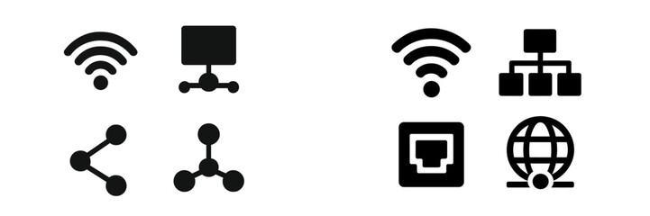 Fototapete - Set of web icons showcasing various connectivity and networking symbols for digital applications