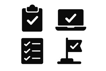 Poster - Collection of web icons featuring checklist, computer, clipboard, and flag symbols for digital applications