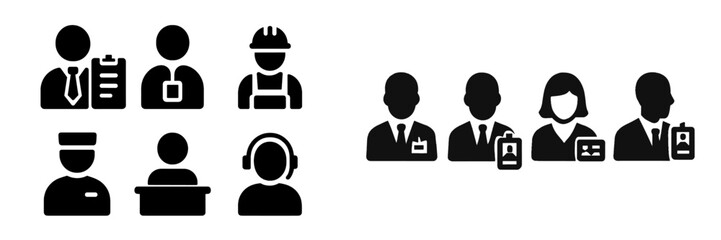 Poster - Diverse collection of web icons representing various professions and roles for online use