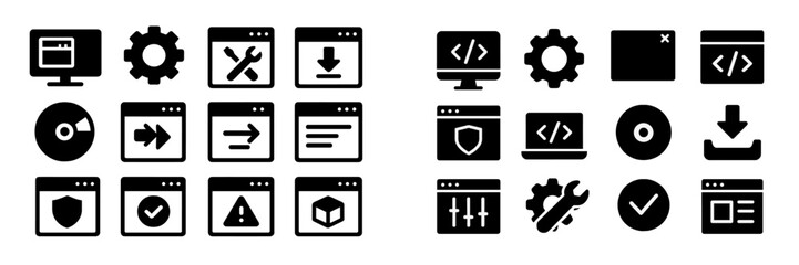 Poster - Collection of web icons representing various functions and tools for modern digital applications and online services