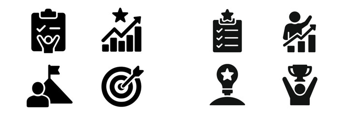 Poster - Set of web icons depicting productivity, achievement, and goal-setting elements for digital projects