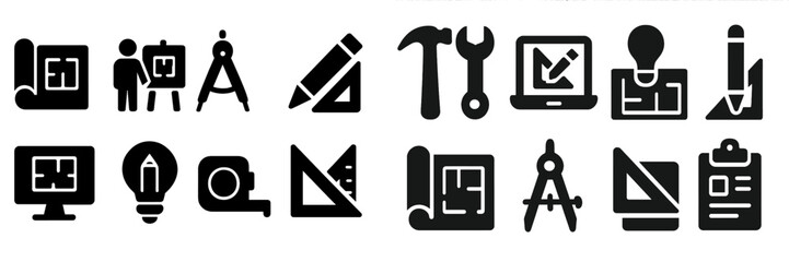 Fototapete - Collection of versatile web icons for graphic design and development tasks in various styles