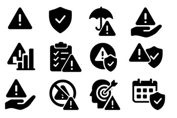 Aufkleber - Collection of web icons illustrating various concepts related to caution, protection, and organization