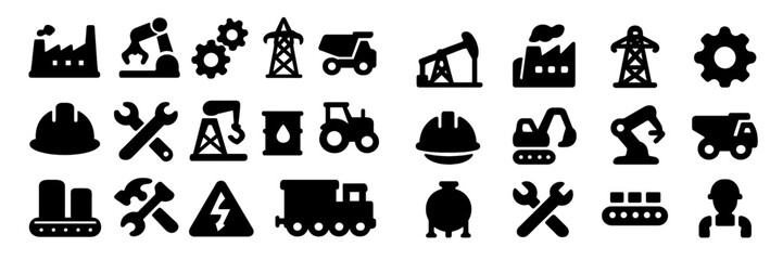 Leinwandbilder - Collection of industrial and construction web icons featuring various tools, equipment, and machinery for digital design