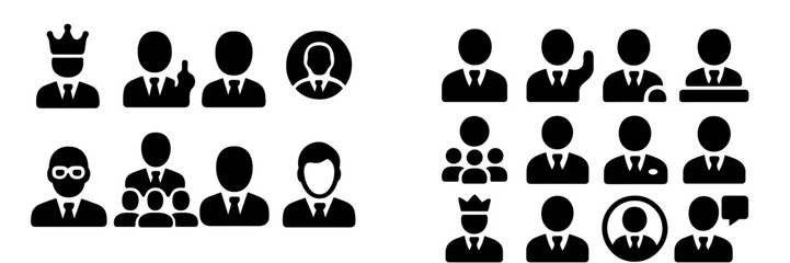 Fototapete - Diverse collection of web icons representing various professional and social interactions in a modern digital context