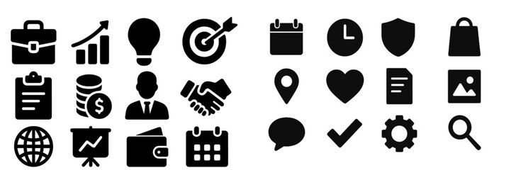 Poster - Collection of flat design web icons representing business, communication, and productivity tools suitable for various applications