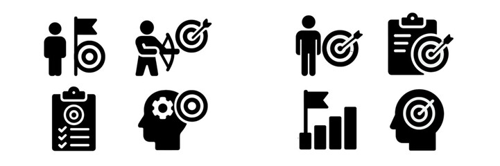Leinwandbilder - Web icons representing goal setting, achievement, and planning in a modern digital design