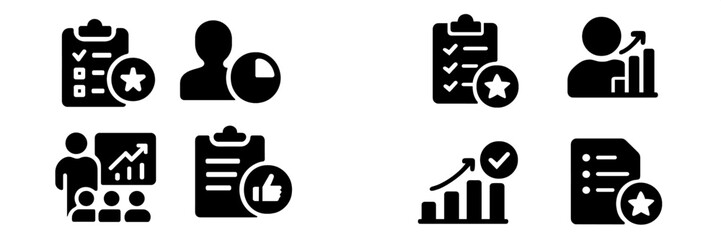 Leinwandbilder - Collection of web icons representing various aspects of productivity, teamwork, and data analysis