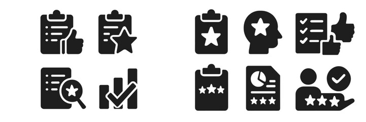 Leinwandbilder - Collection of web icons representing evaluation, feedback, and performance metrics suitable for digital projects