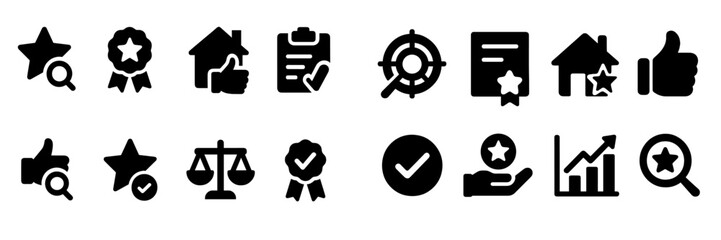 Aufkleber - Collection of web icons representing various activities, services, and achievements for digital applications and user interfaces