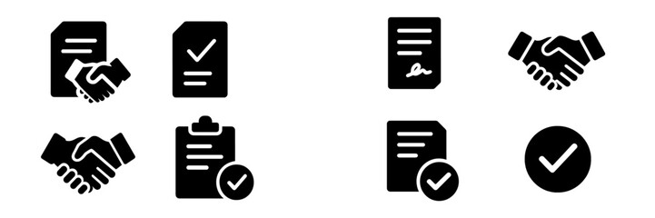 Leinwandbilder - Set of web icons representing agreements, contracts, and collaboration between individuals in a digital format
